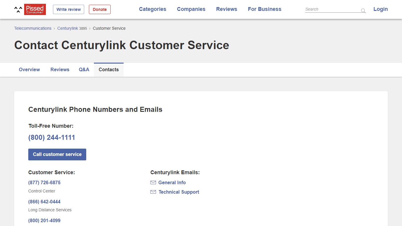 Contact Centurylink Customer Service - Pissed Consumer